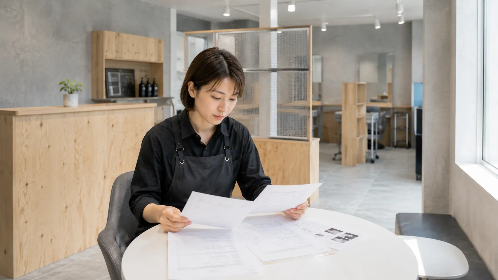求人票を見比べる長野市の美容師